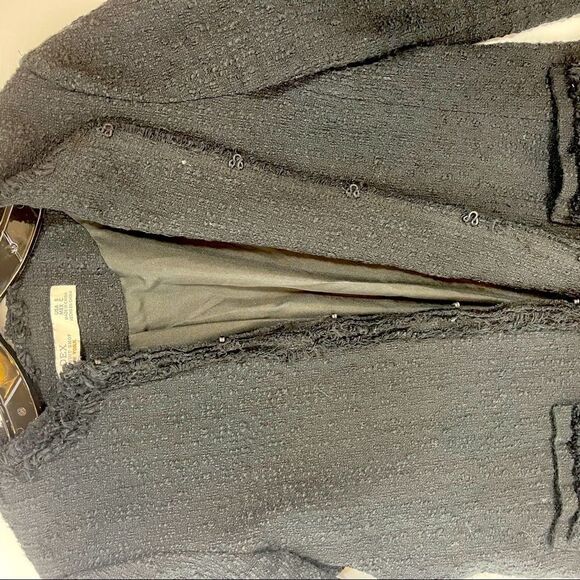 Dex The Suit Shop Boucle Lined Jacket Coat Black Women's Size Small - Picture 4 of 7